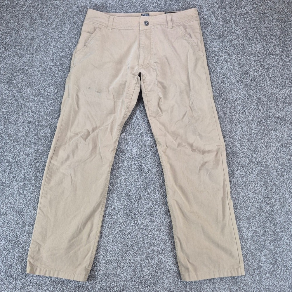 KUHL Slax Pants Mens 32x28 Khaki Tan Enduro Fabric Klassik Fit Hiking Outdoors